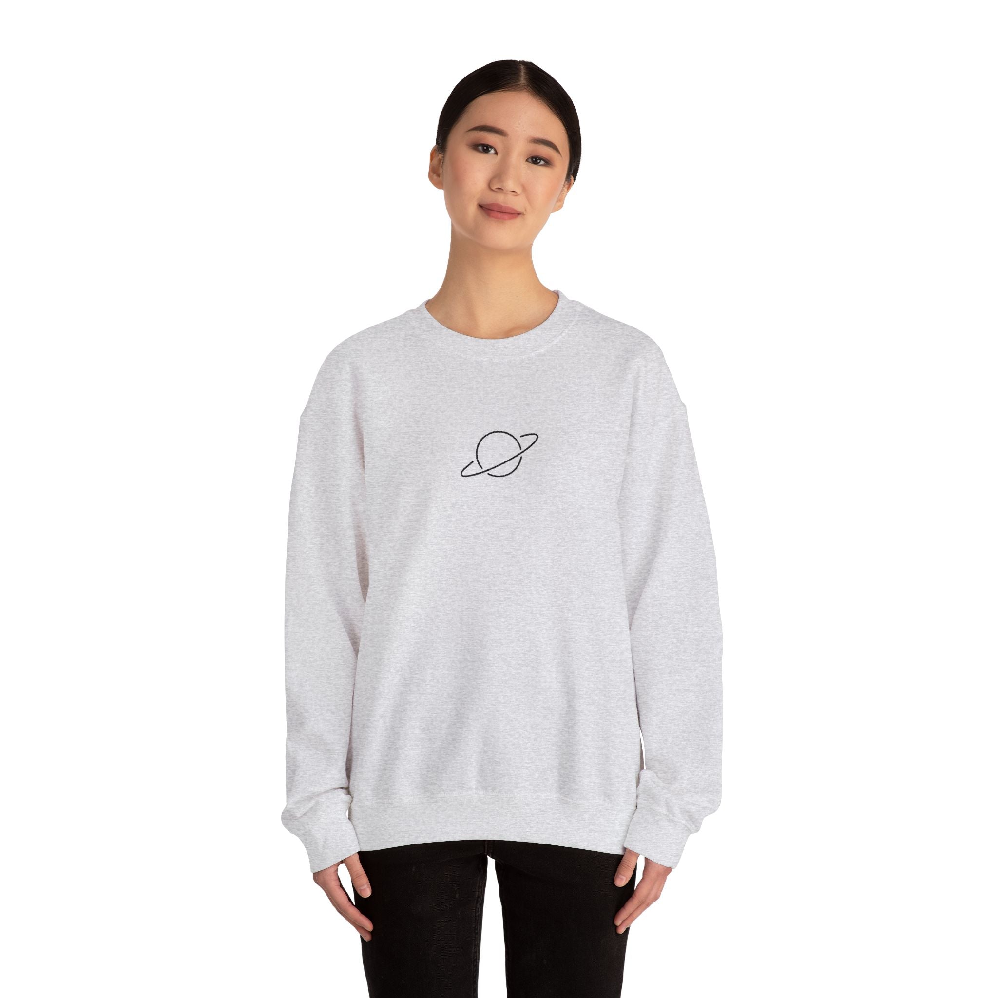 Minimal Planet Crewneck Sweatshirt Embroidered