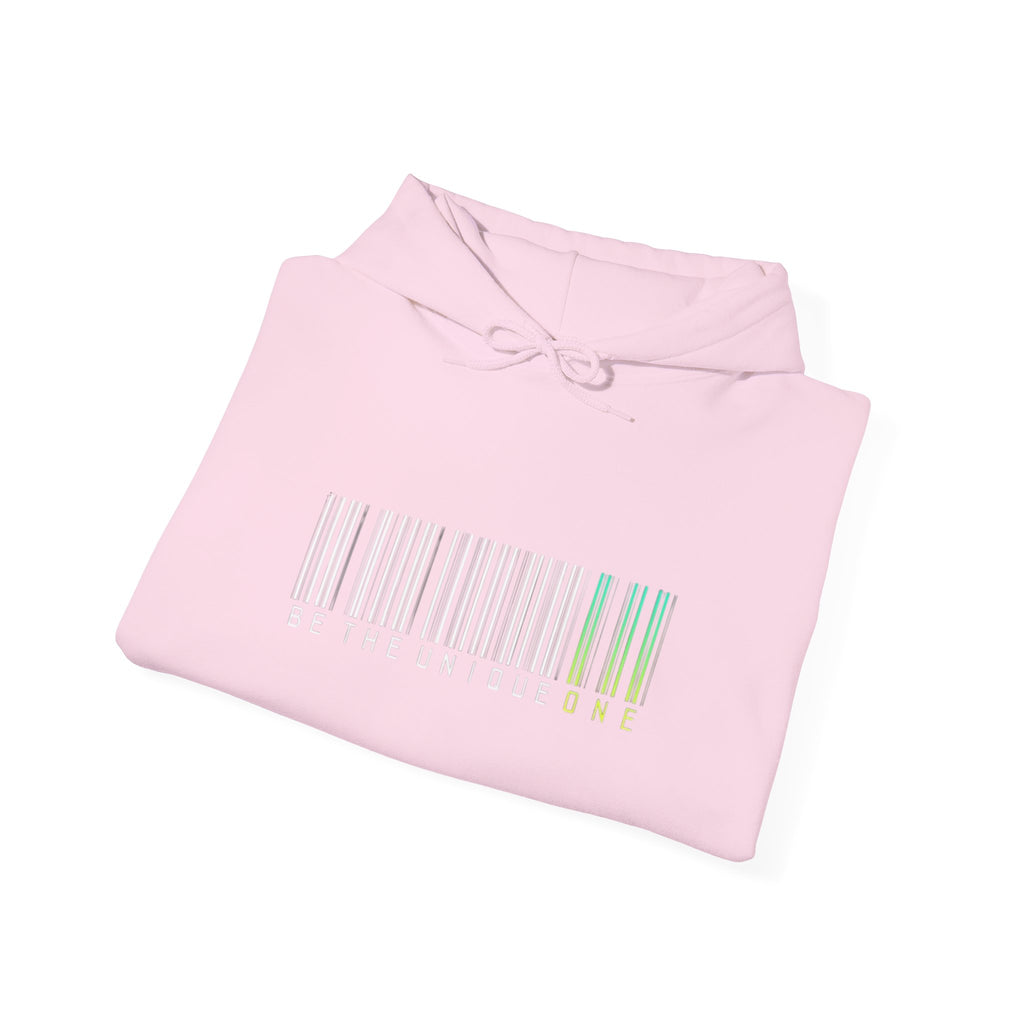 Unique One Barcode Hoodie — "Be the Unique One" Graphic Pullover