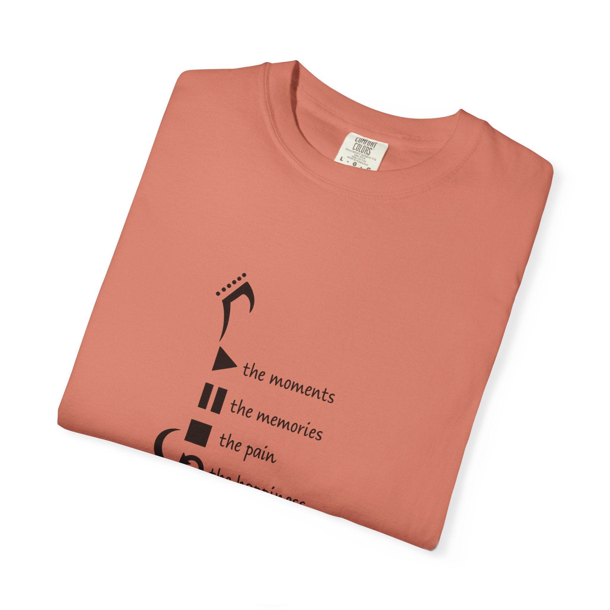 Guitar Silhouette Tee — "Our Moments, Our Memories, Our Music, Our Happiness"
