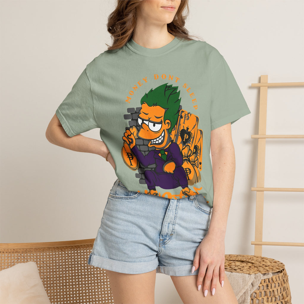 T-Shirt — 'Money Don’t Sleep' Cartoon Hustle Tee