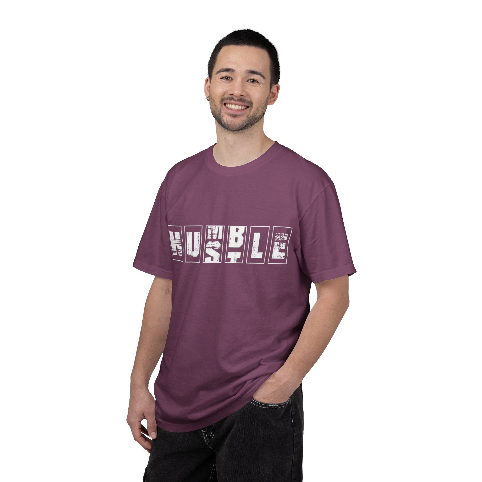 Hustle Block Letter T-Shirt — Vintage Graphic Tee with 'HUSTLE' Design