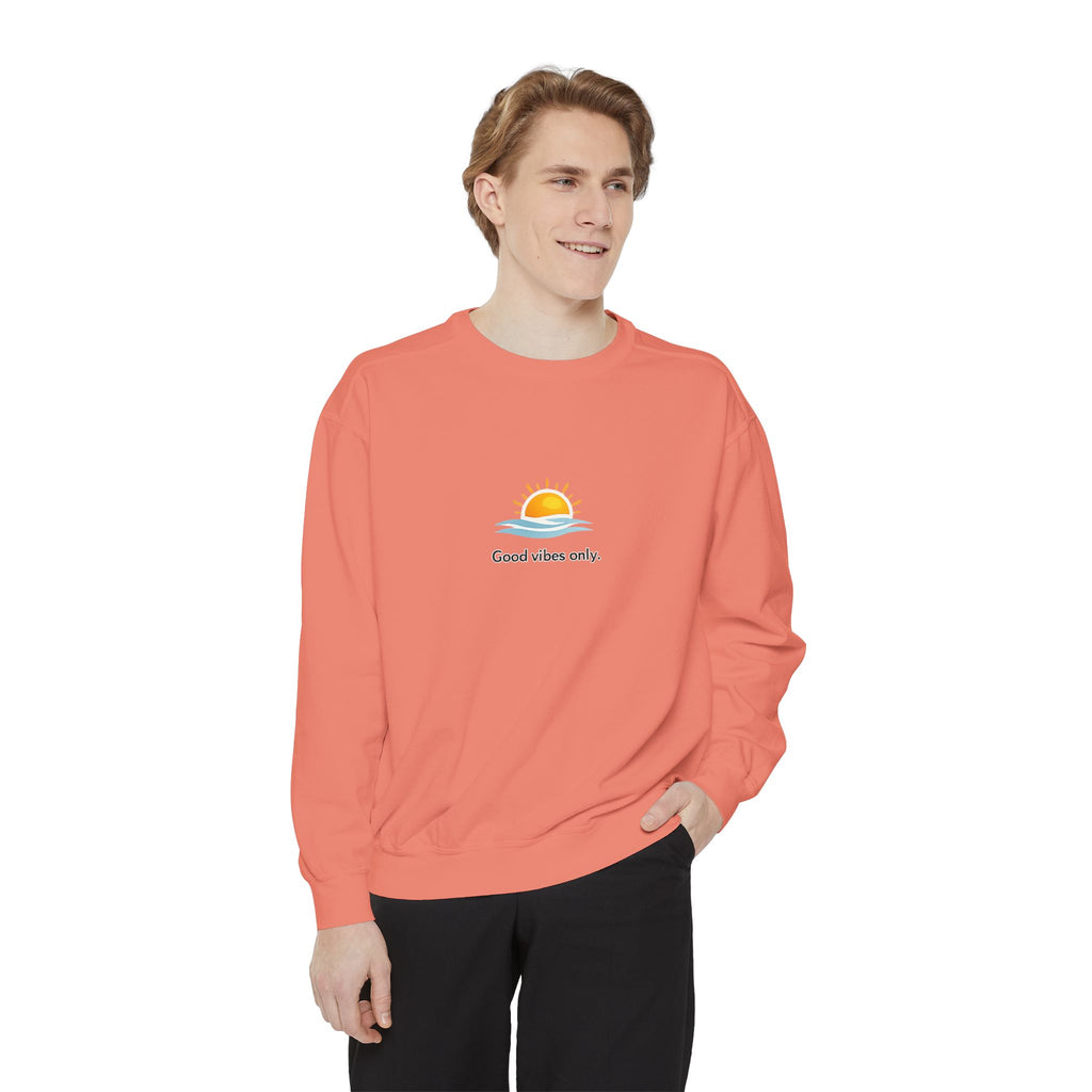 Good Vibes Only Sweatshirt — Sunrise Graphic Cozy Pullover