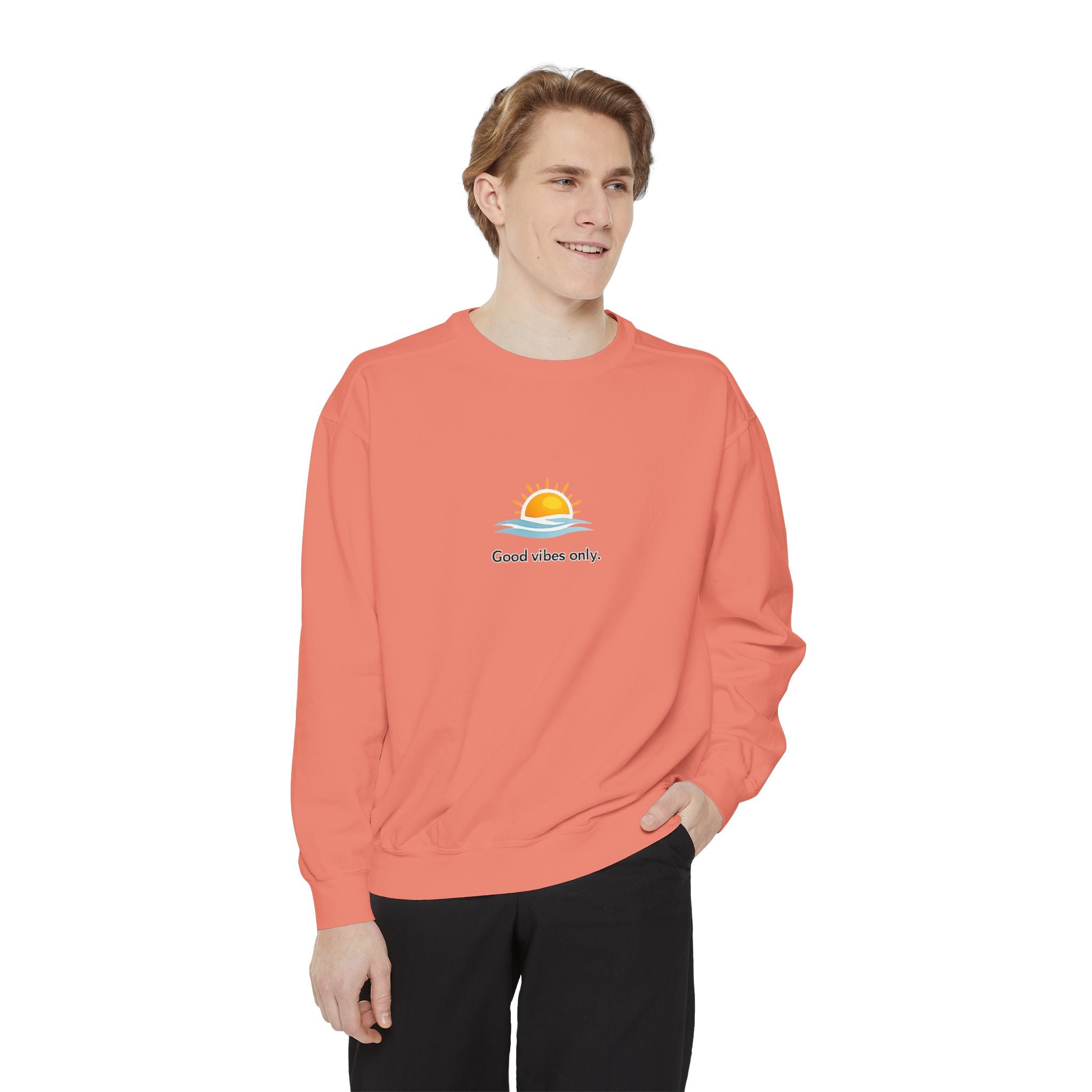 Good Vibes Only Sweatshirt — Sunrise Graphic Cozy Pullover