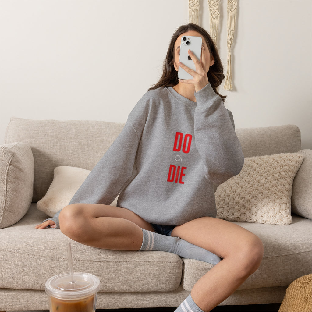 Crewneck Sweatshirt – Minimal 'DO / DIE' Red Vertical Typography