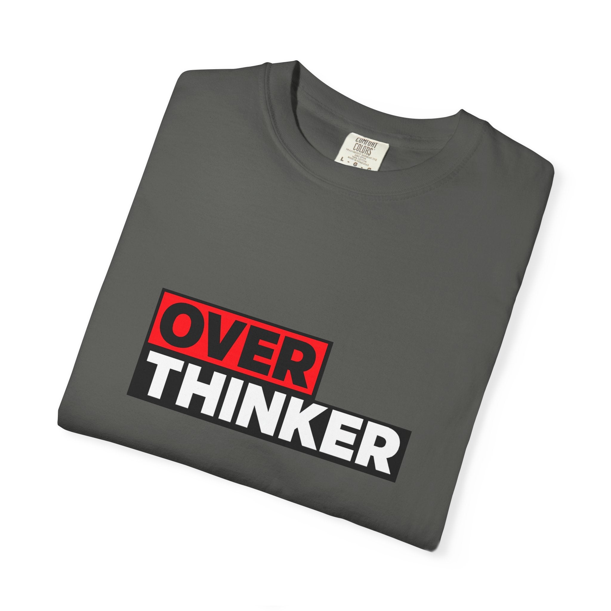 Overthinker Graphic T-Shirt — Bold Red & Black Text Tee