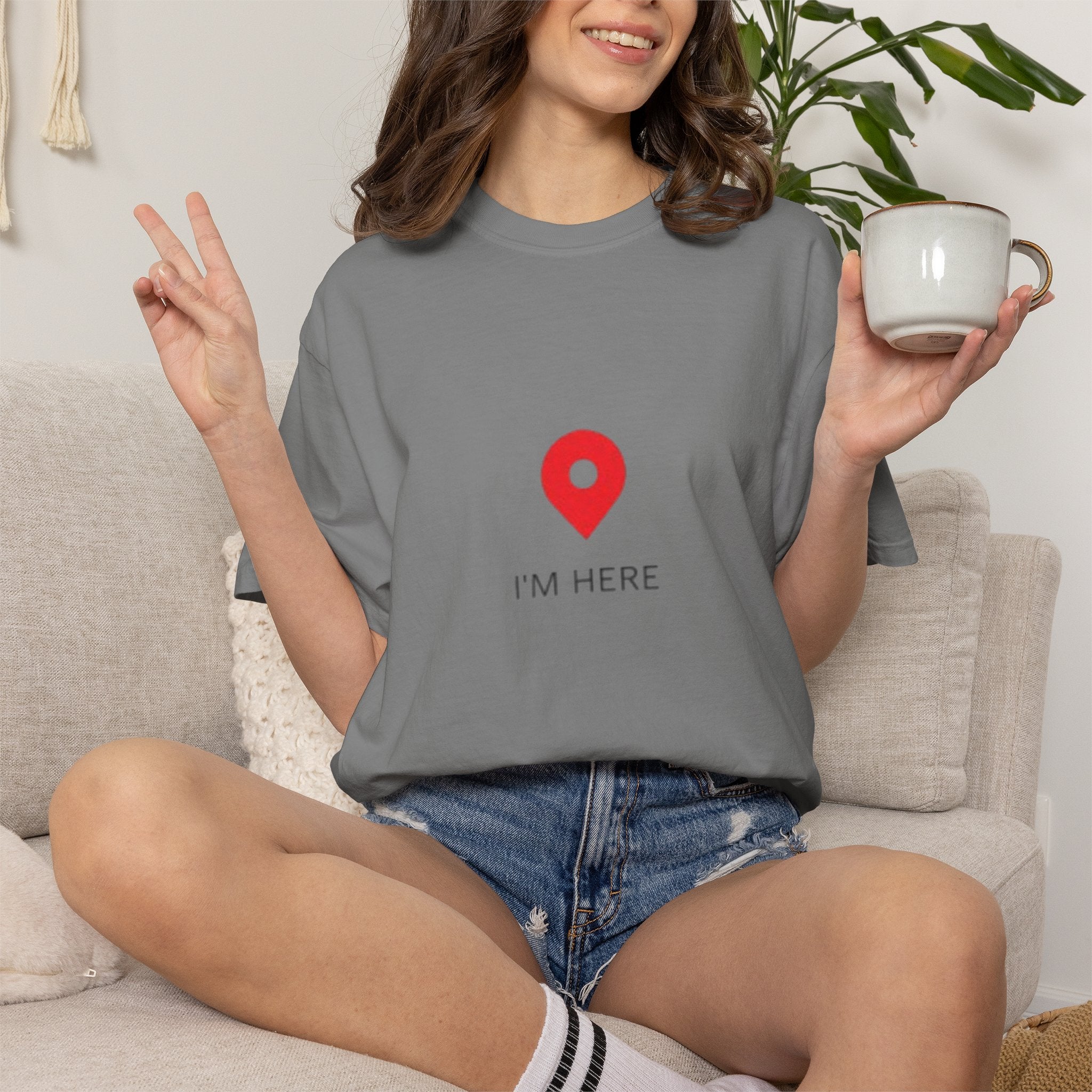 I’m Here T‑Shirt — Location Pin Graphic Tee
