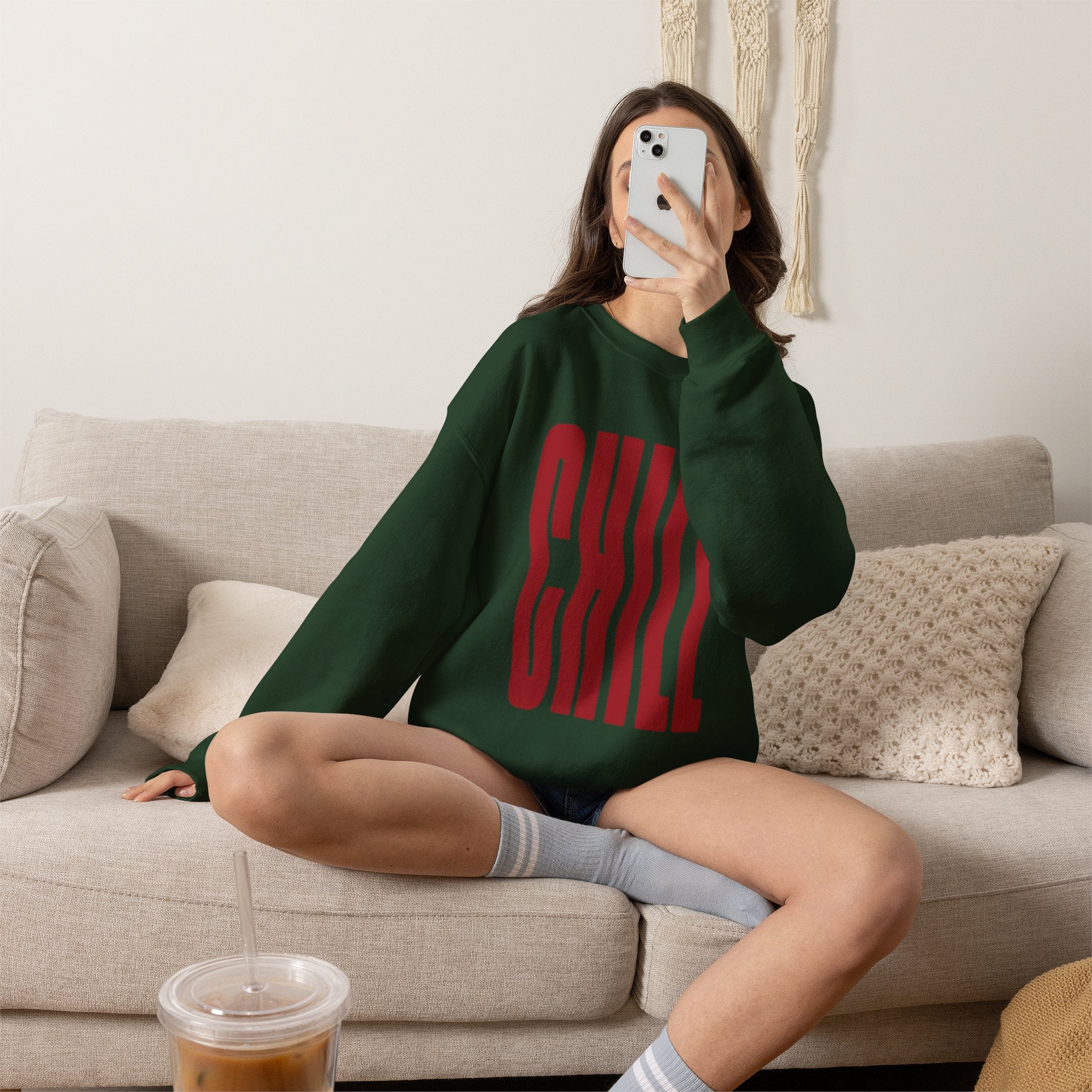 Chill Distorted Text Crewneck Sweatshirt