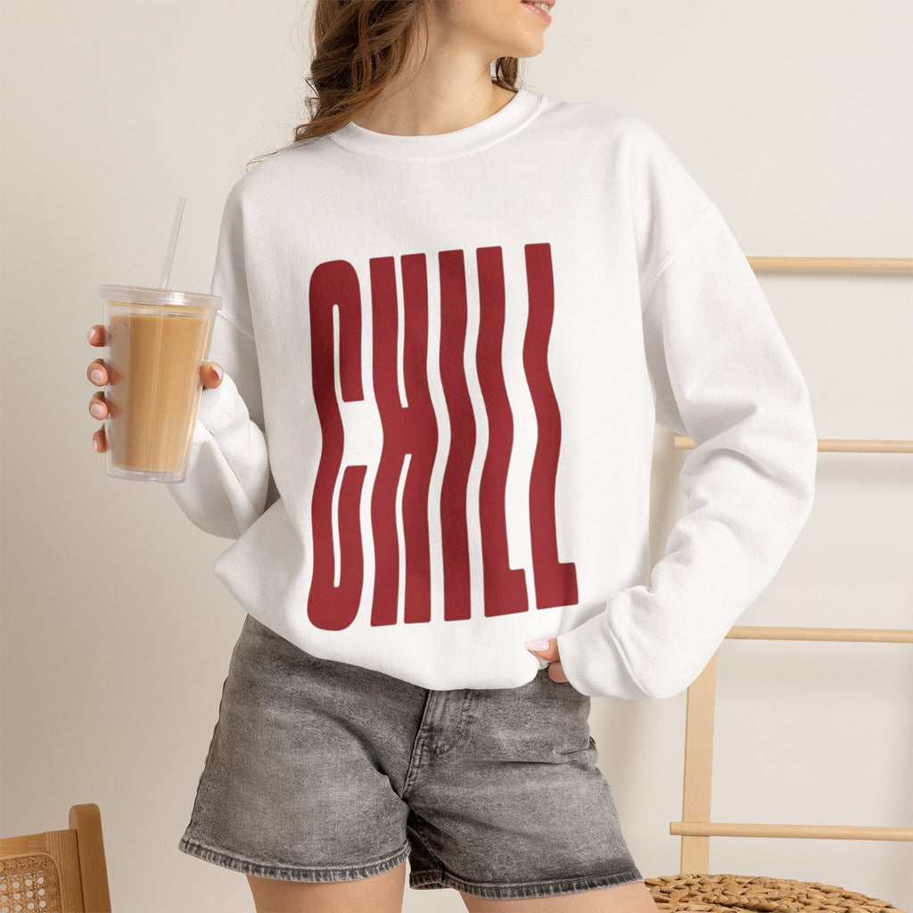 Chill Distorted Text Crewneck Sweatshirt