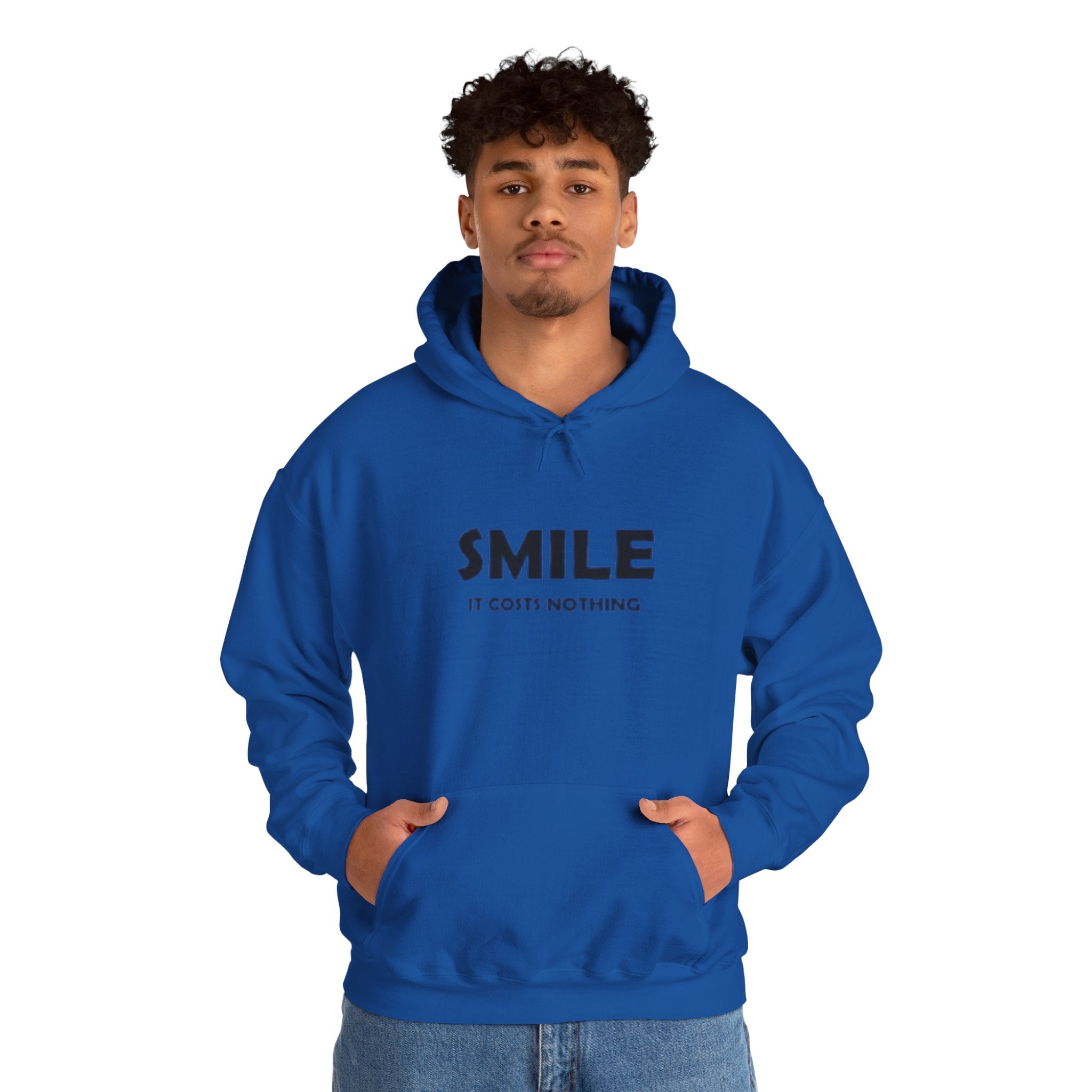 Smile It Costs Nothing Hoodie — Minimalist Positive Message Hooded Sweatshirt