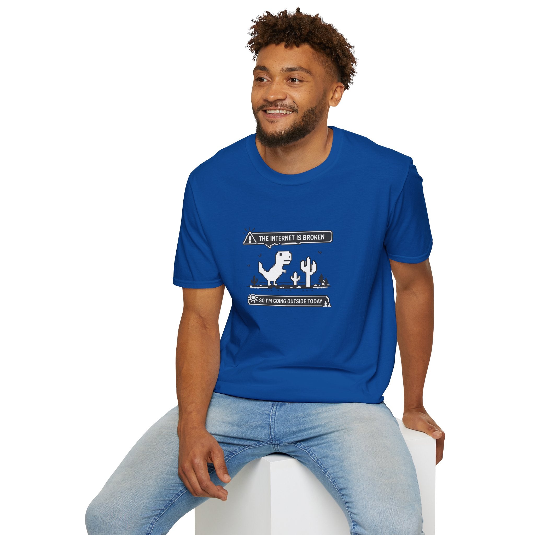 T-Shirt — 'The Internet Is Broken So I'm Going Outside Today' Dino Graphic