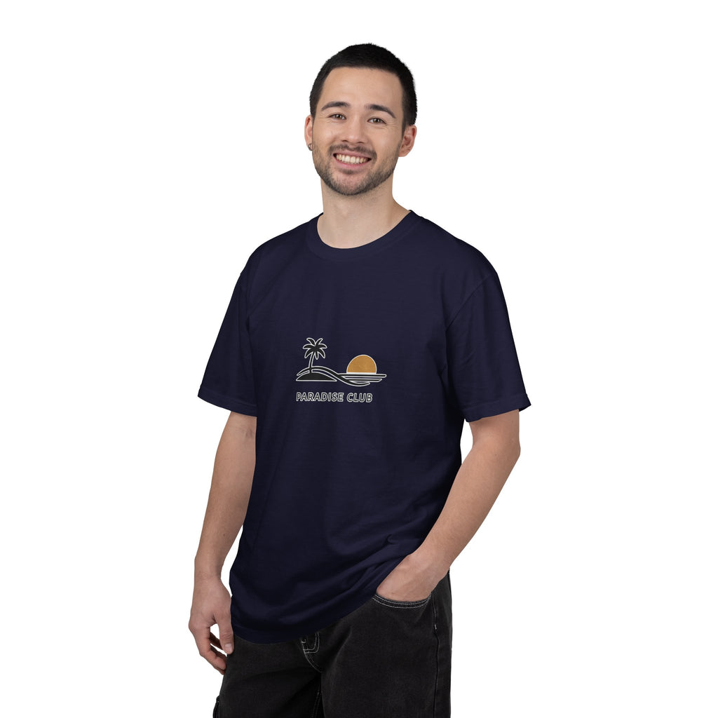 Paradise Club Tee — Minimal Sunset Palm Graphic T-Shirt
