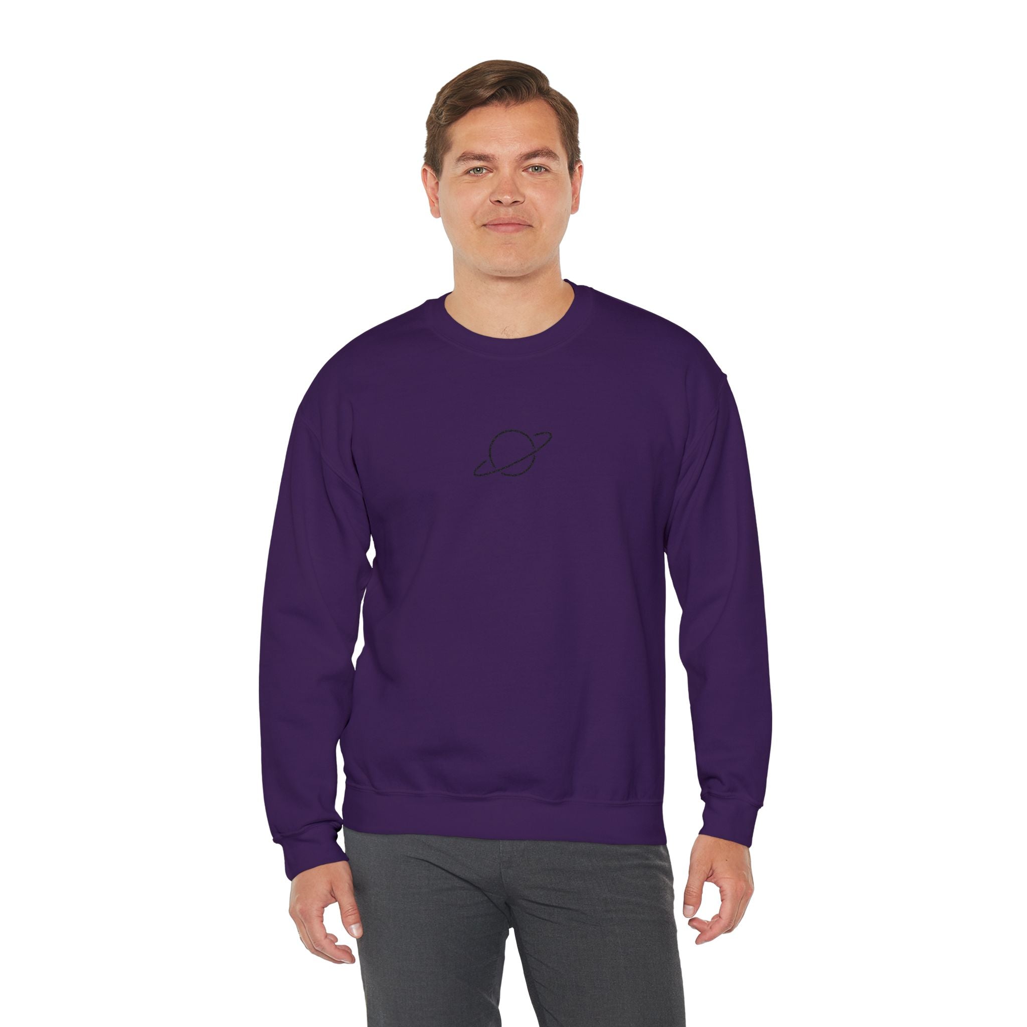 Minimal Planet Crewneck Sweatshirt Embroidered
