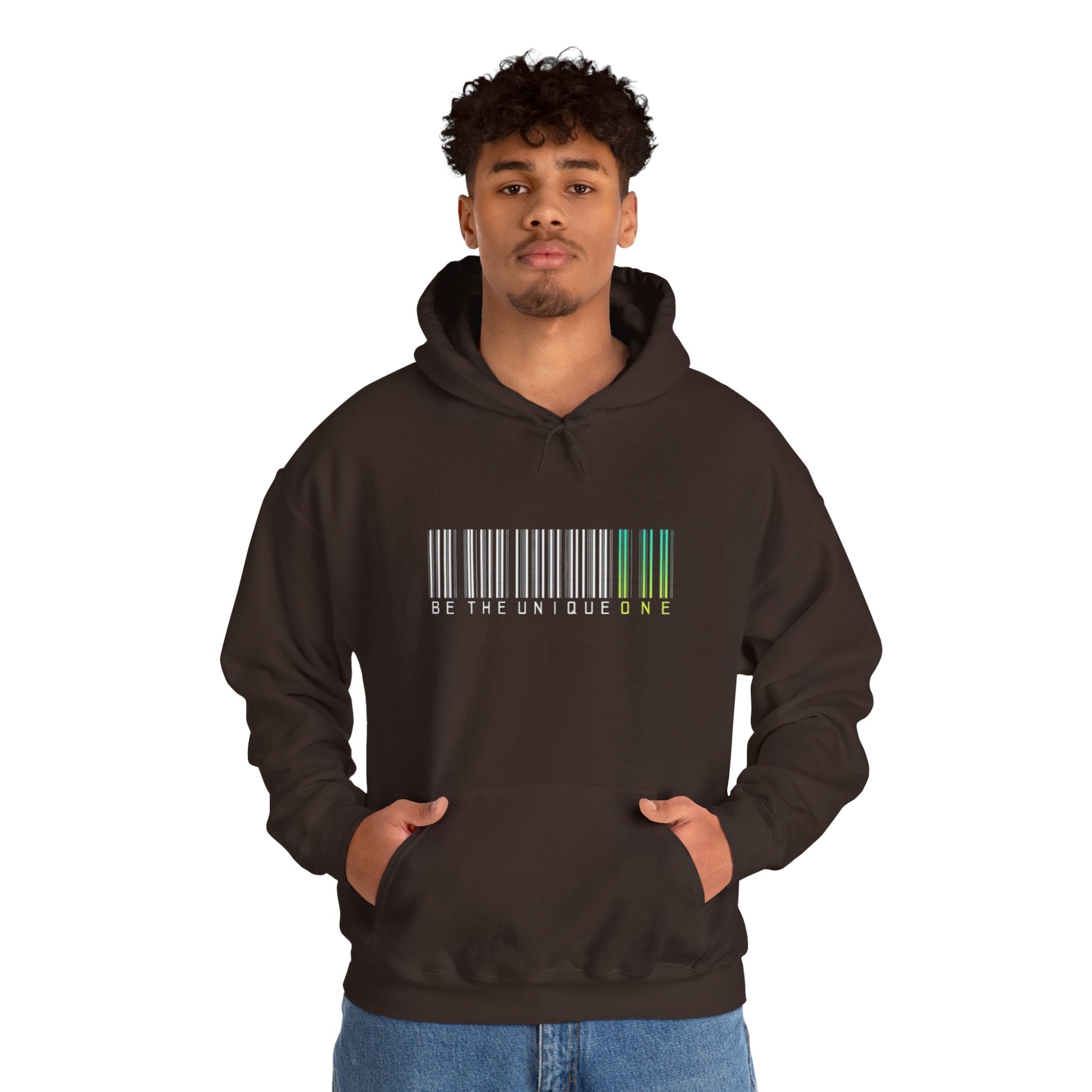 Unique One Barcode Hoodie — "Be the Unique One" Graphic Pullover