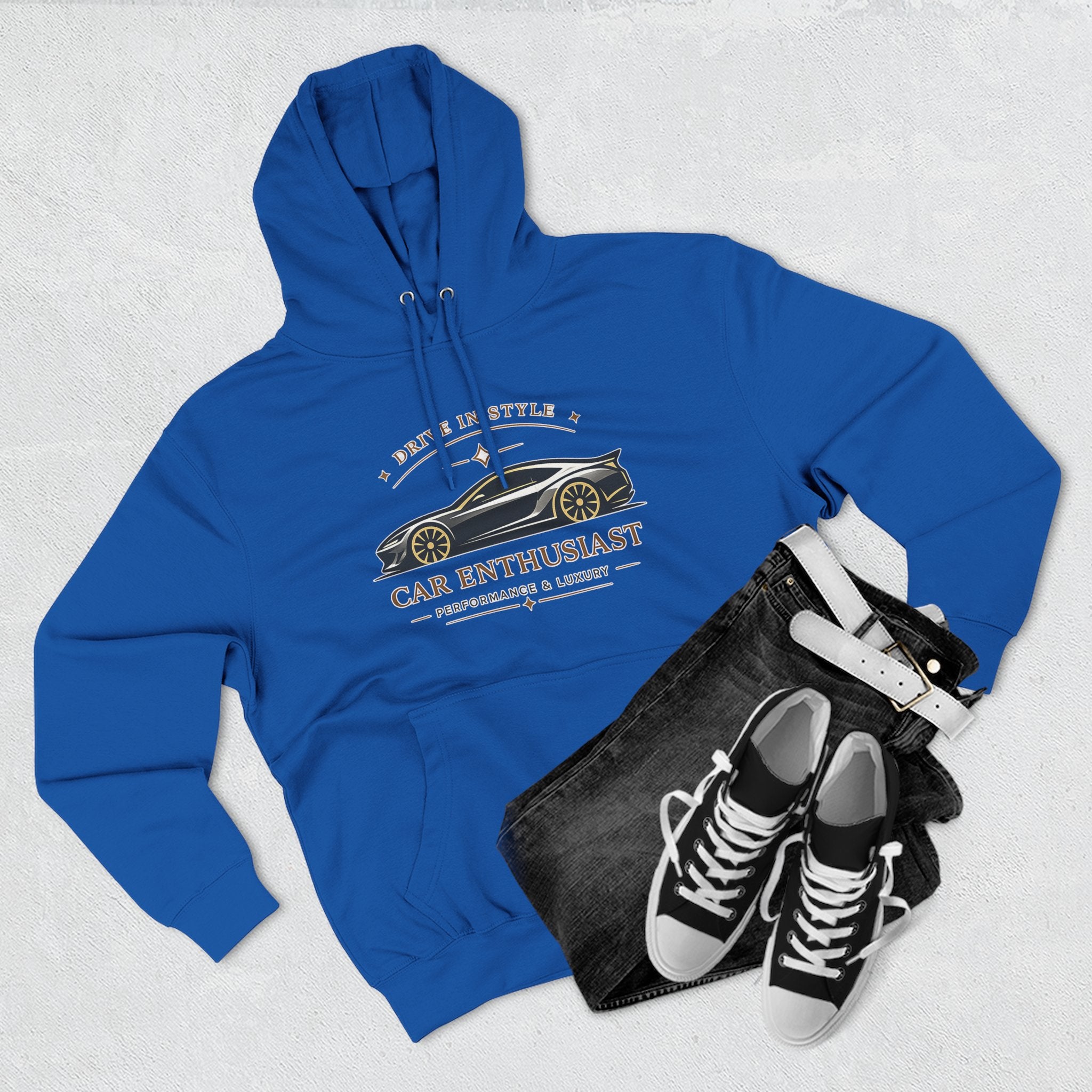 Car Enthusiast Hoodie — Vintage Sports Car Graphic, 'Drive in Style' Casual Pullover