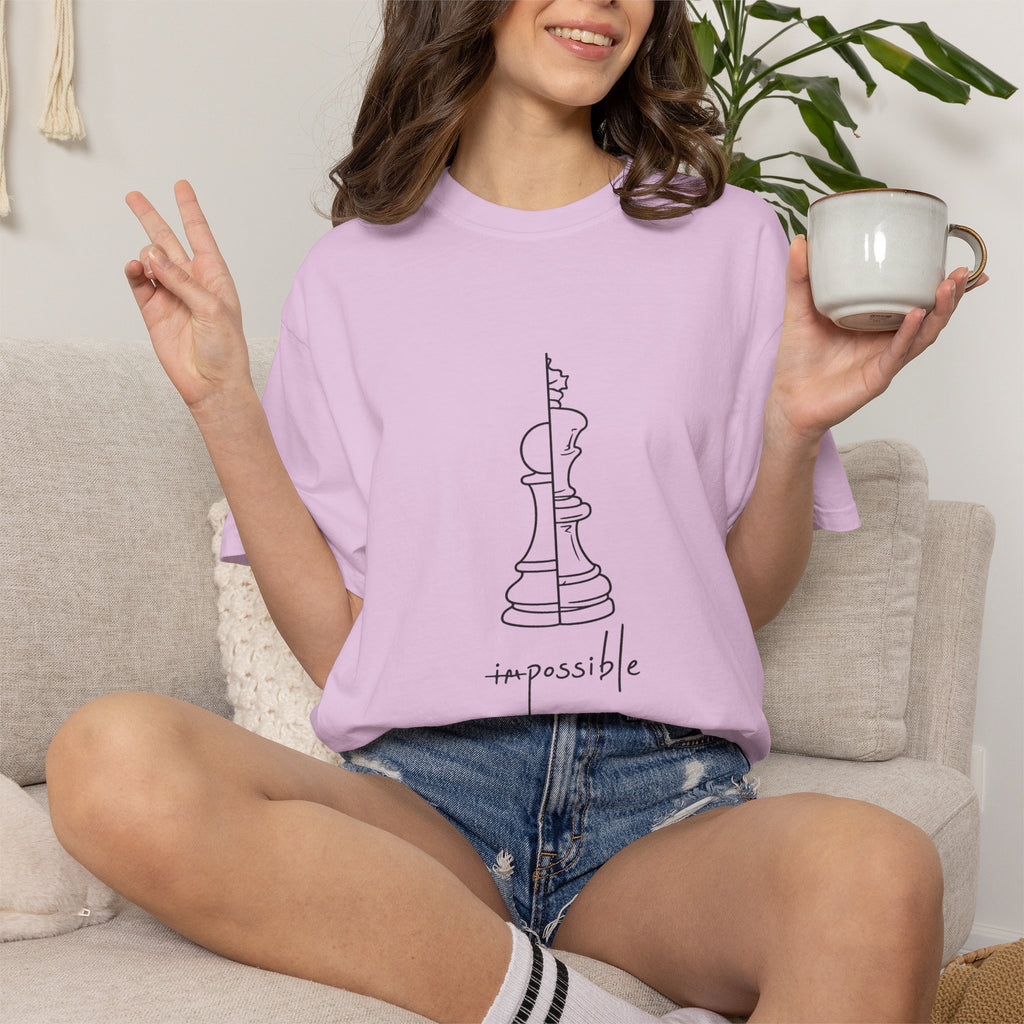 Chess Pawn to King T-Shirt — "Impassible" Minimalist Line Art Tee