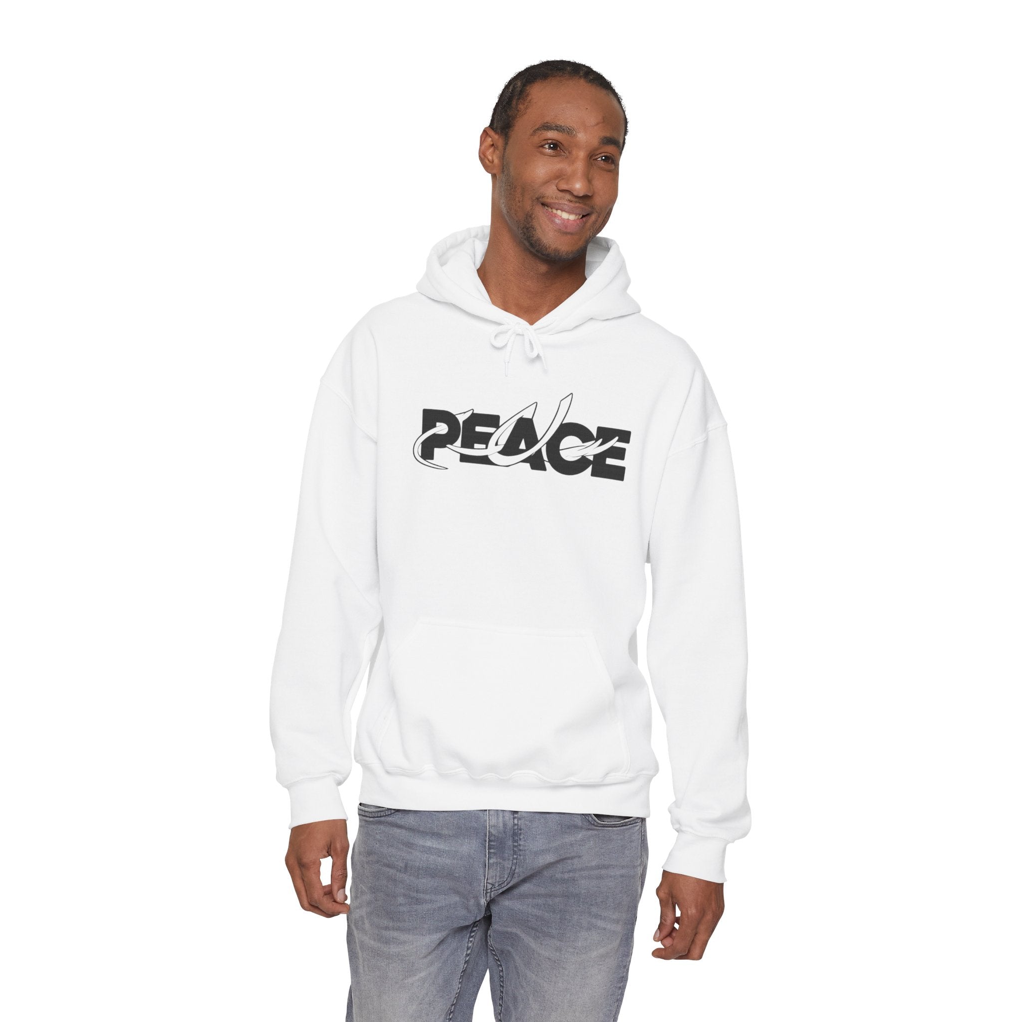 Peace Logo Hoodie — Minimal Black & White Peace Graphic Pullover