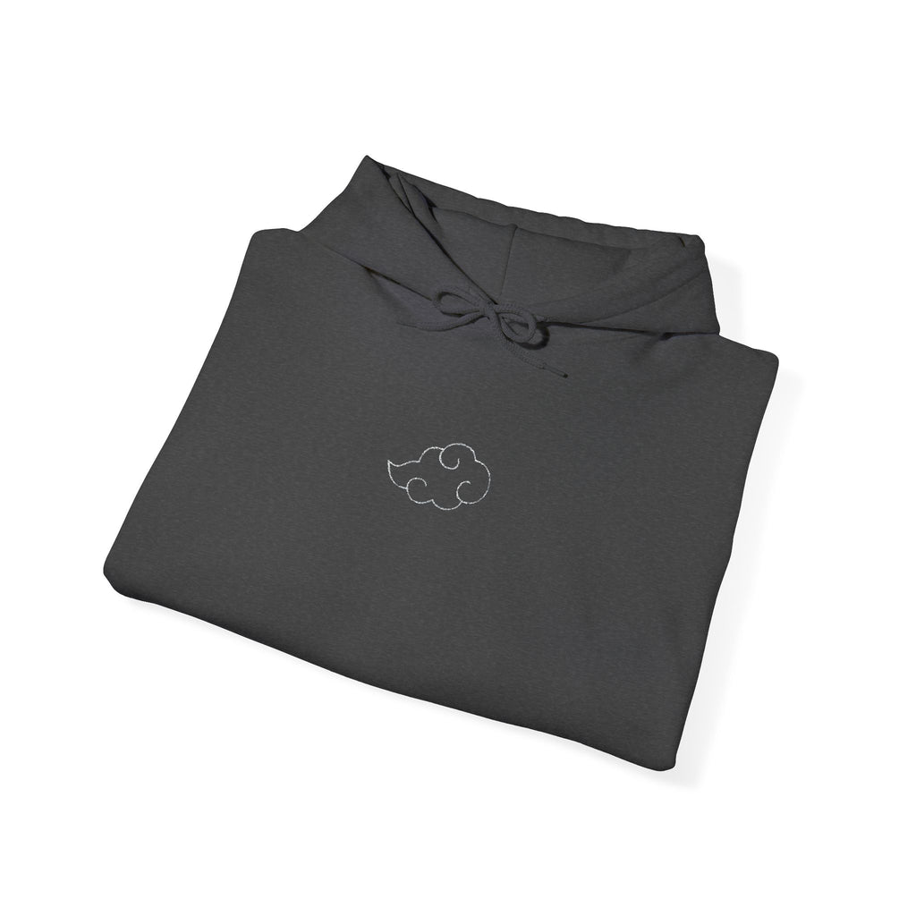Minimal Cloud Outline Hoodie — Small White Cloud Graphic Embroidered