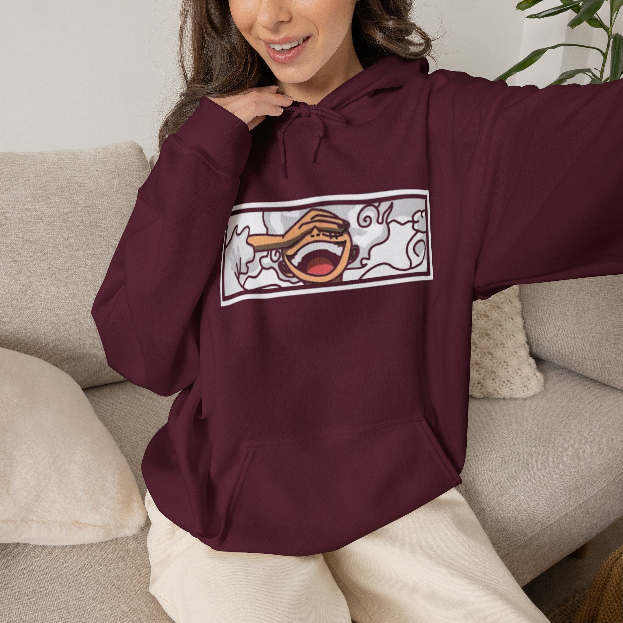 Laughing Mouth Graphic Hoodie — Anime Smile Streetwear Hoodie