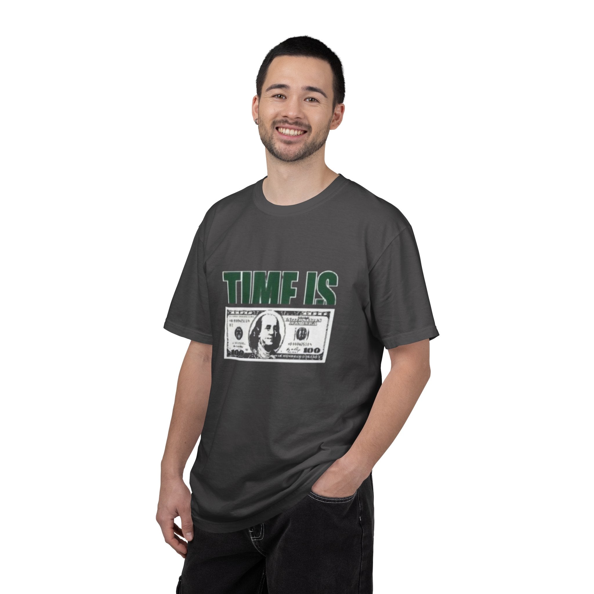 Money Vibe T-Shirt — "TIME IS" Graphic Dollar Bill Tee
