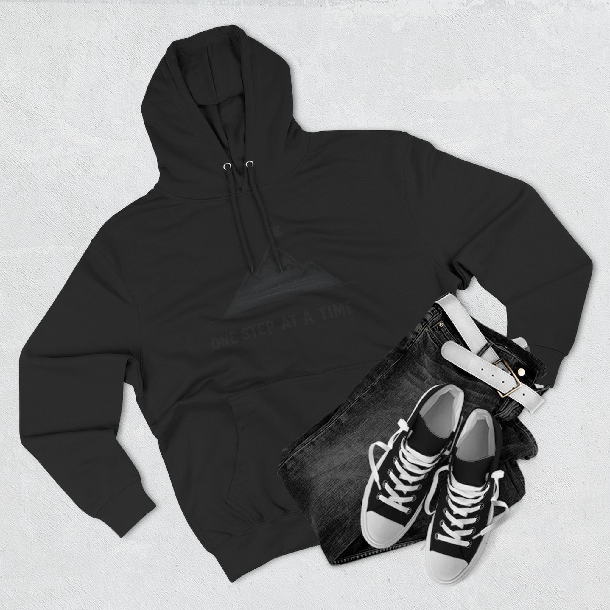 Hoodie - 'One Step at a Time' Mountain Graphic Fleece Hoodie