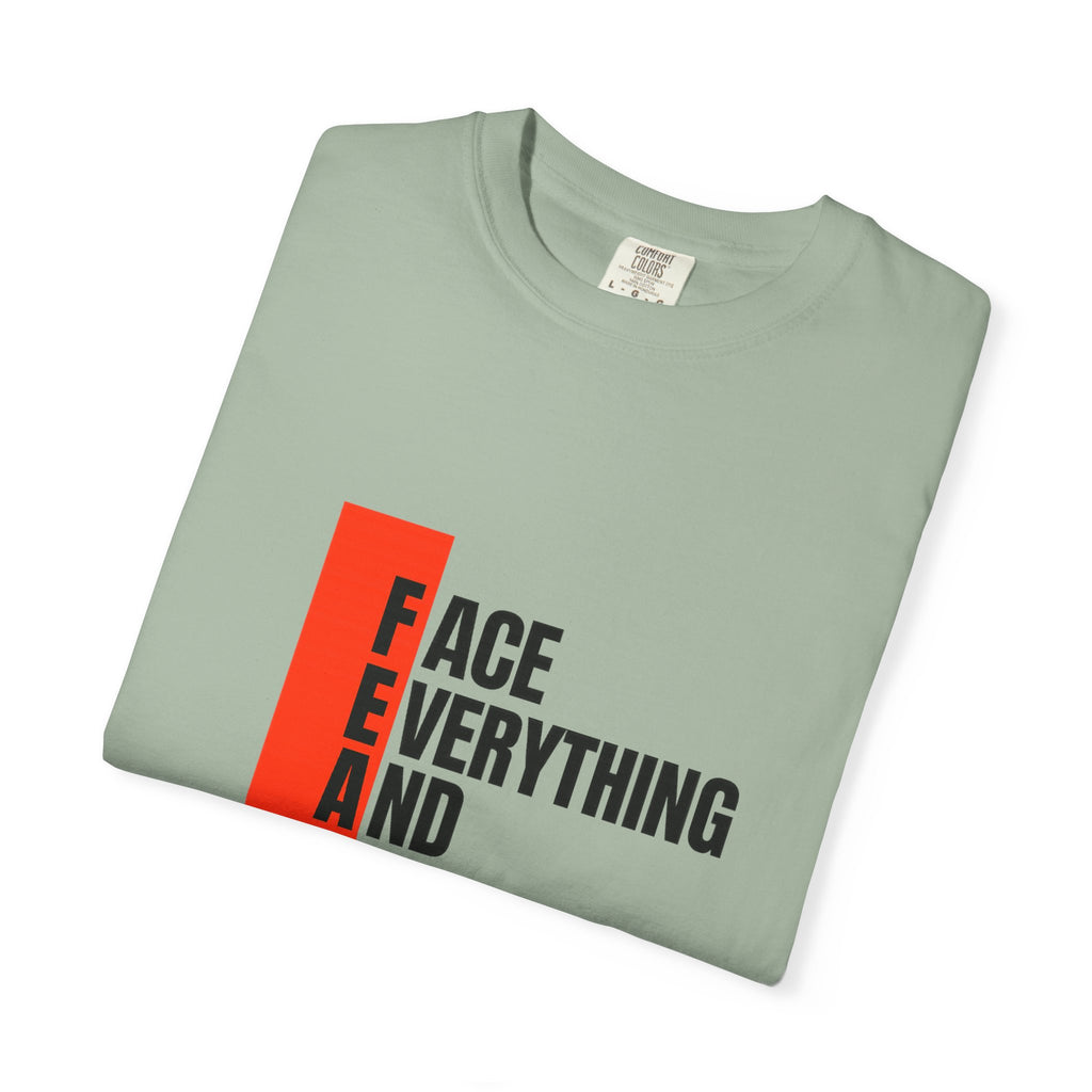 Motivational T-Shirt — "FEAR: Face Everything And Rise" Bold Red Accent