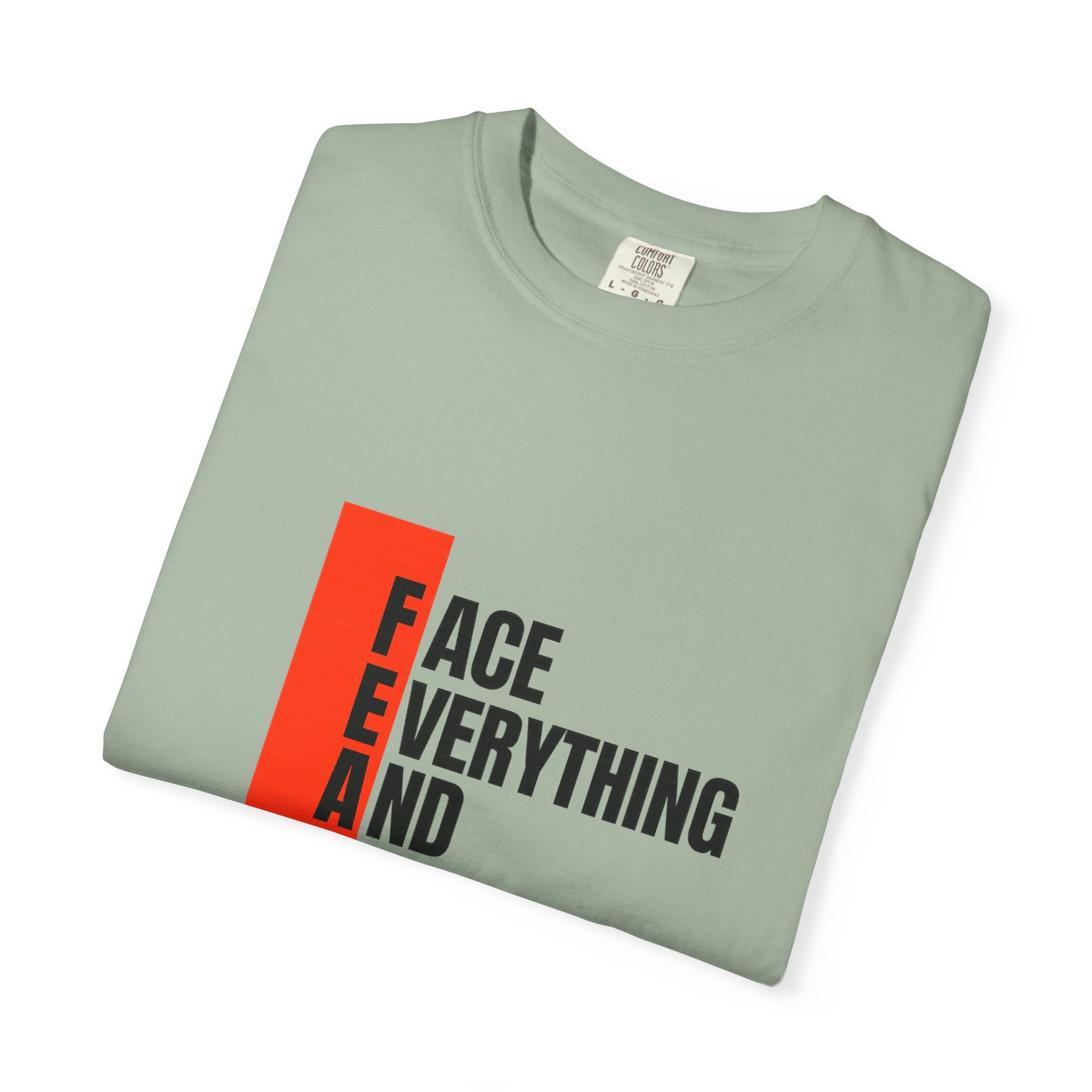 Motivational T-Shirt — "FEAR: Face Everything And Rise" Bold Red Accent