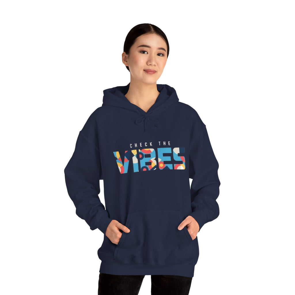 Check The Vibes Hoodie – Colorful Retro Graphic Pullover