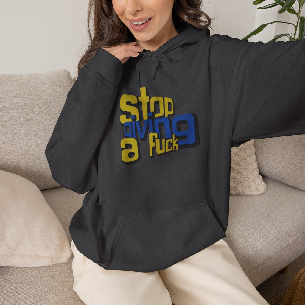 Hoodie — "Stop Giving a F*ck" Bold Retro Graphic Hoodie
