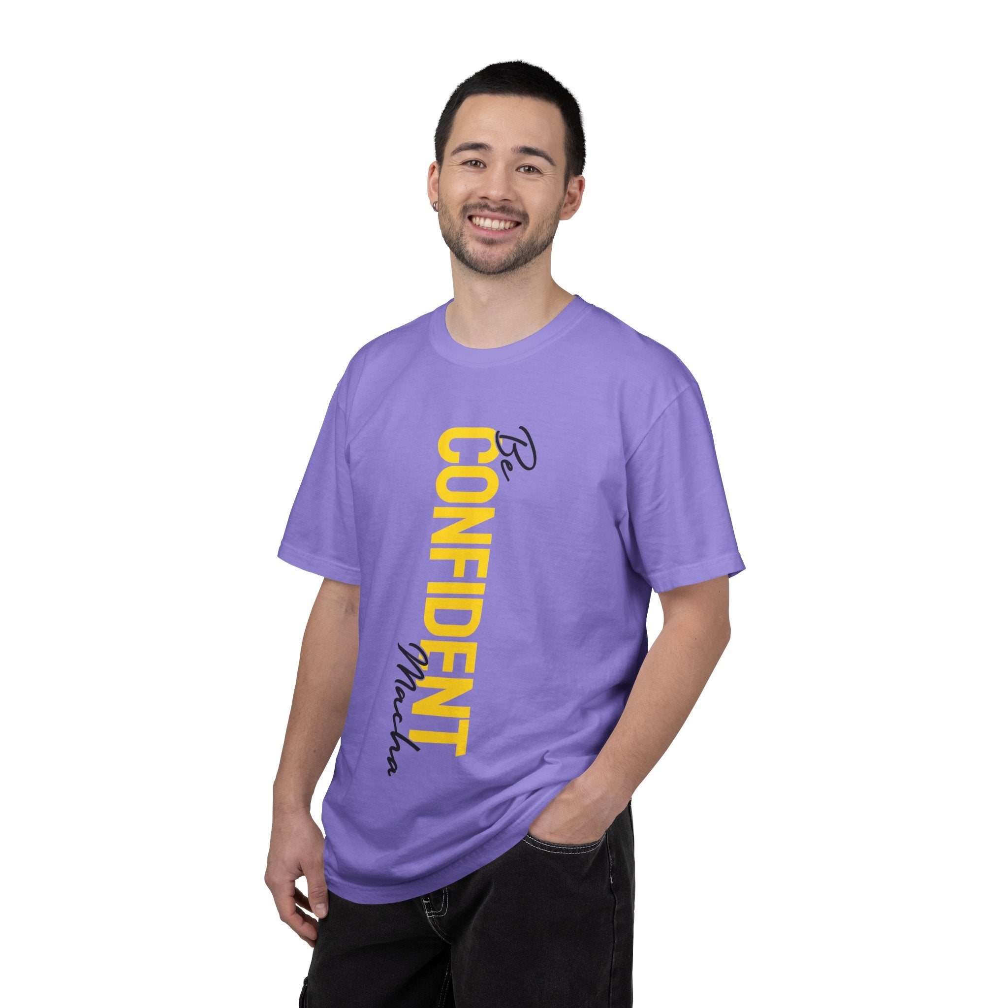 Be Confident Vertical Text T-Shirt — Motivational Graphic Tee