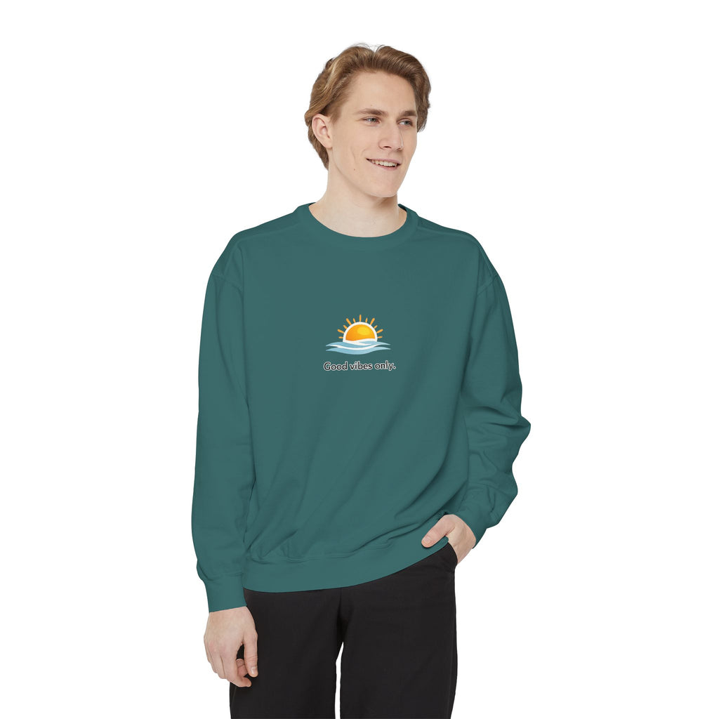 Good Vibes Only Sweatshirt — Sunrise Graphic Cozy Pullover