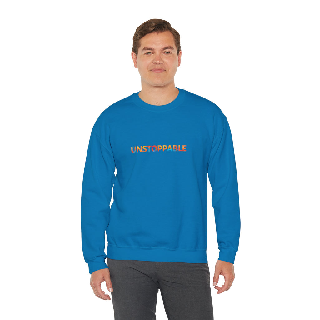 Unstoppable Crewneck Sweatshirt — Inspirational Rainbow Text Pullover