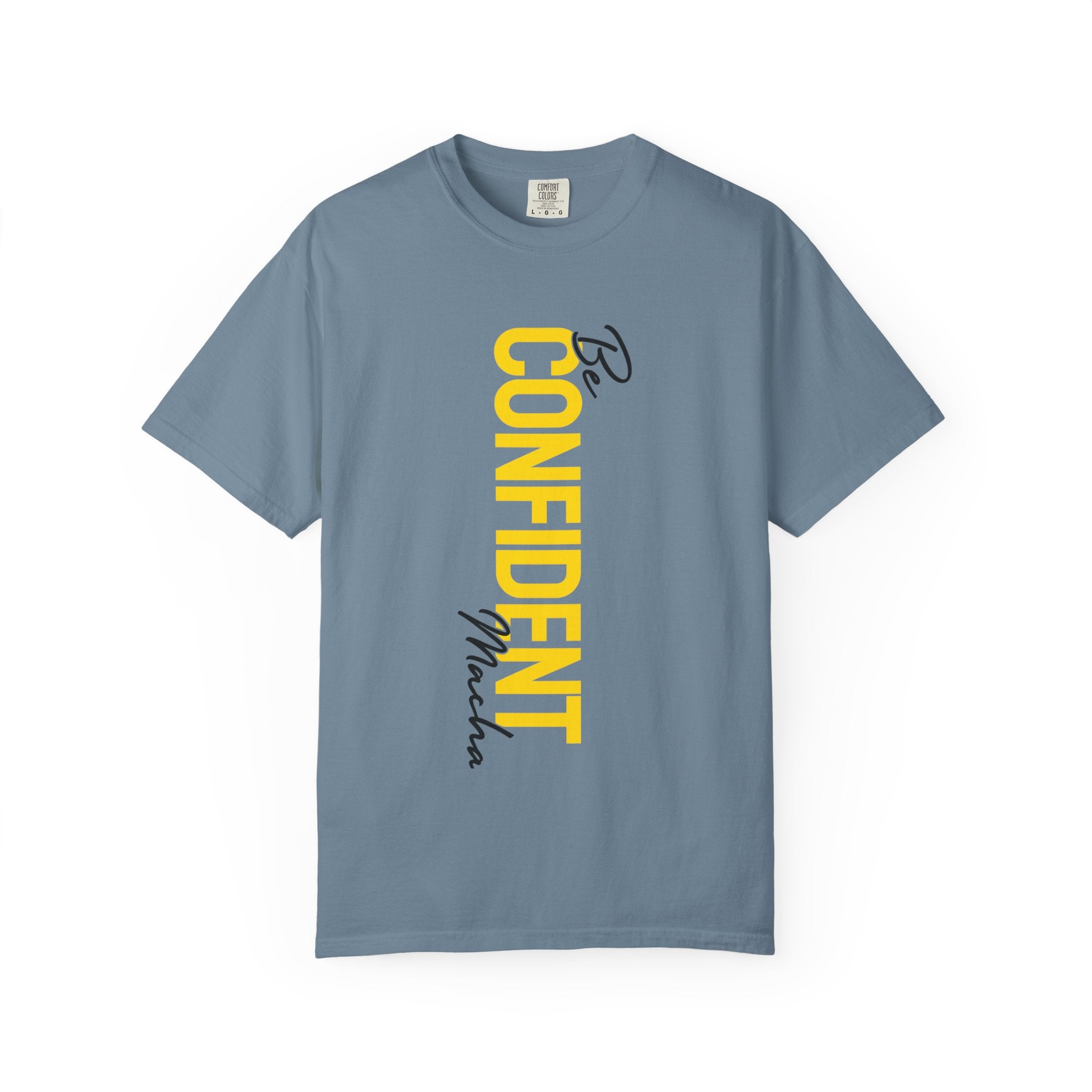 Be Confident Vertical Text T-Shirt — Motivational Graphic Tee