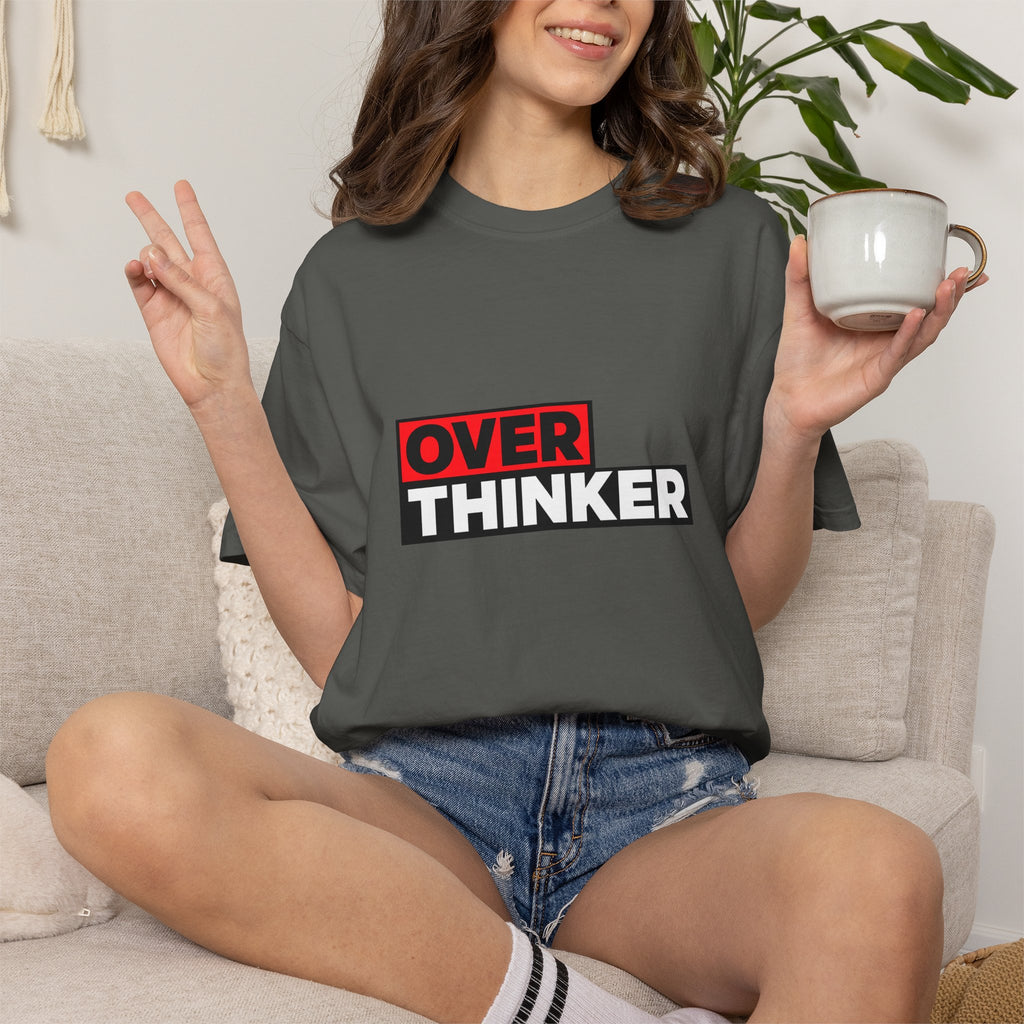 Overthinker Graphic T-Shirt — Bold Red & Black Text Tee