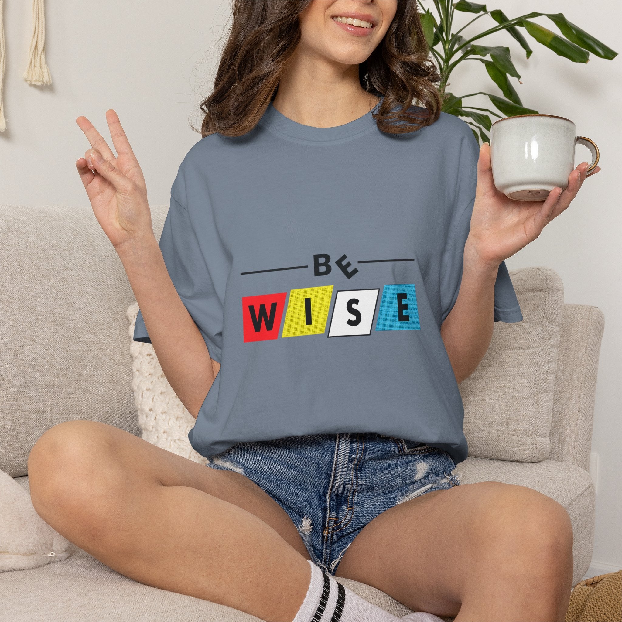 Be Wise Graphic T-Shirt — Color Block Inspirational Tee