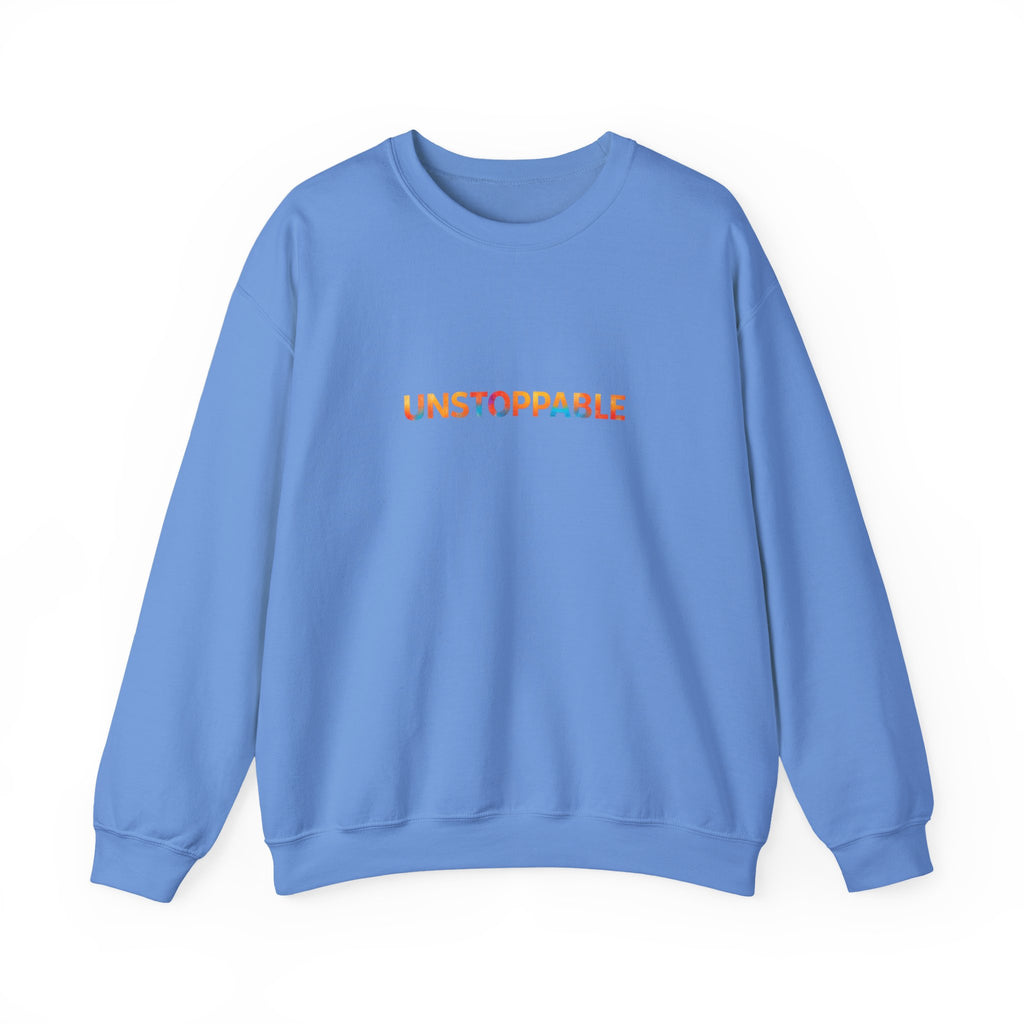 Unstoppable Crewneck Sweatshirt — Inspirational Rainbow Text Pullover