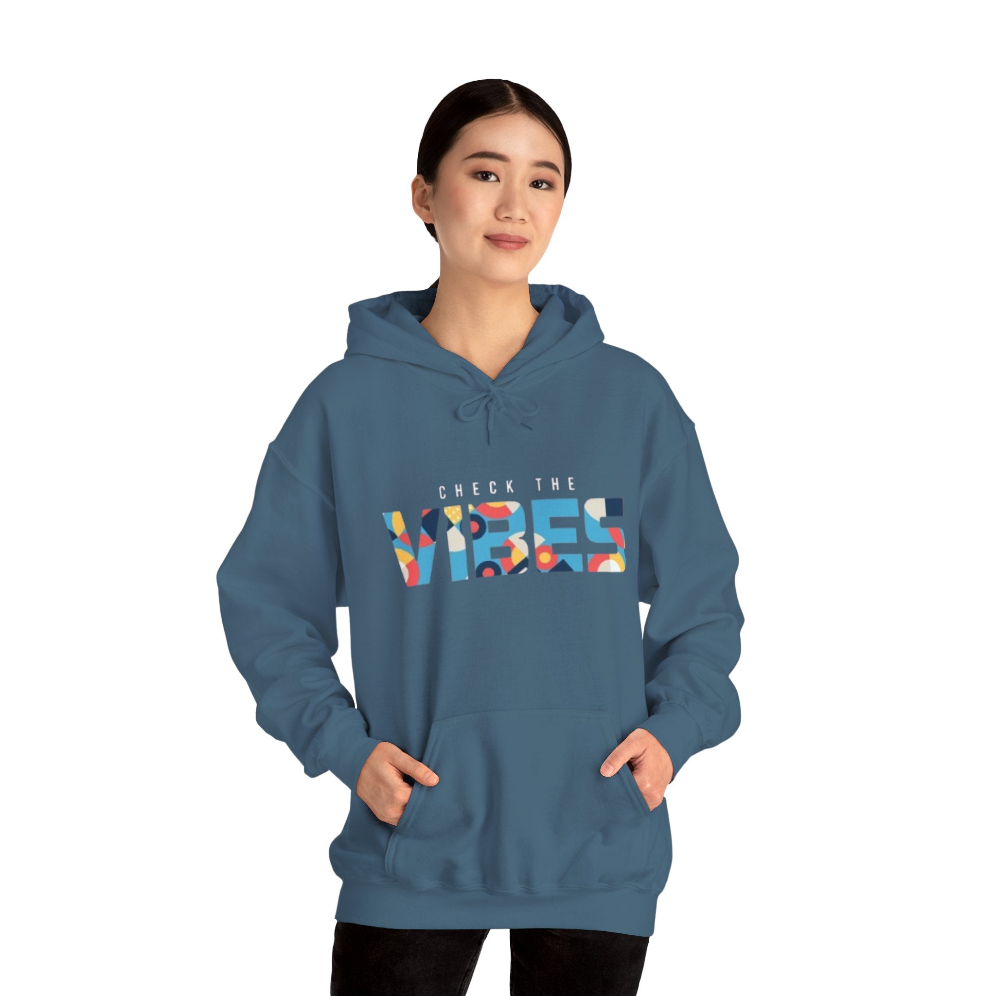Check The Vibes Hoodie – Colorful Retro Graphic Pullover