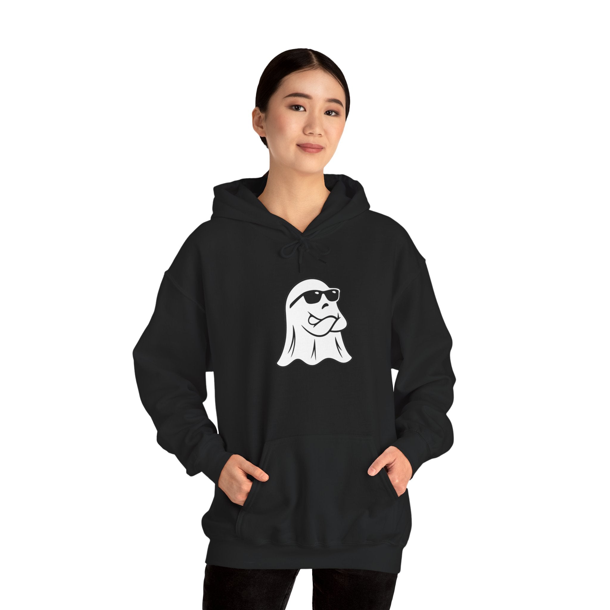 Cool Sunglasses Ghost Hoodie — Cute Minimalist Halloween Pullover