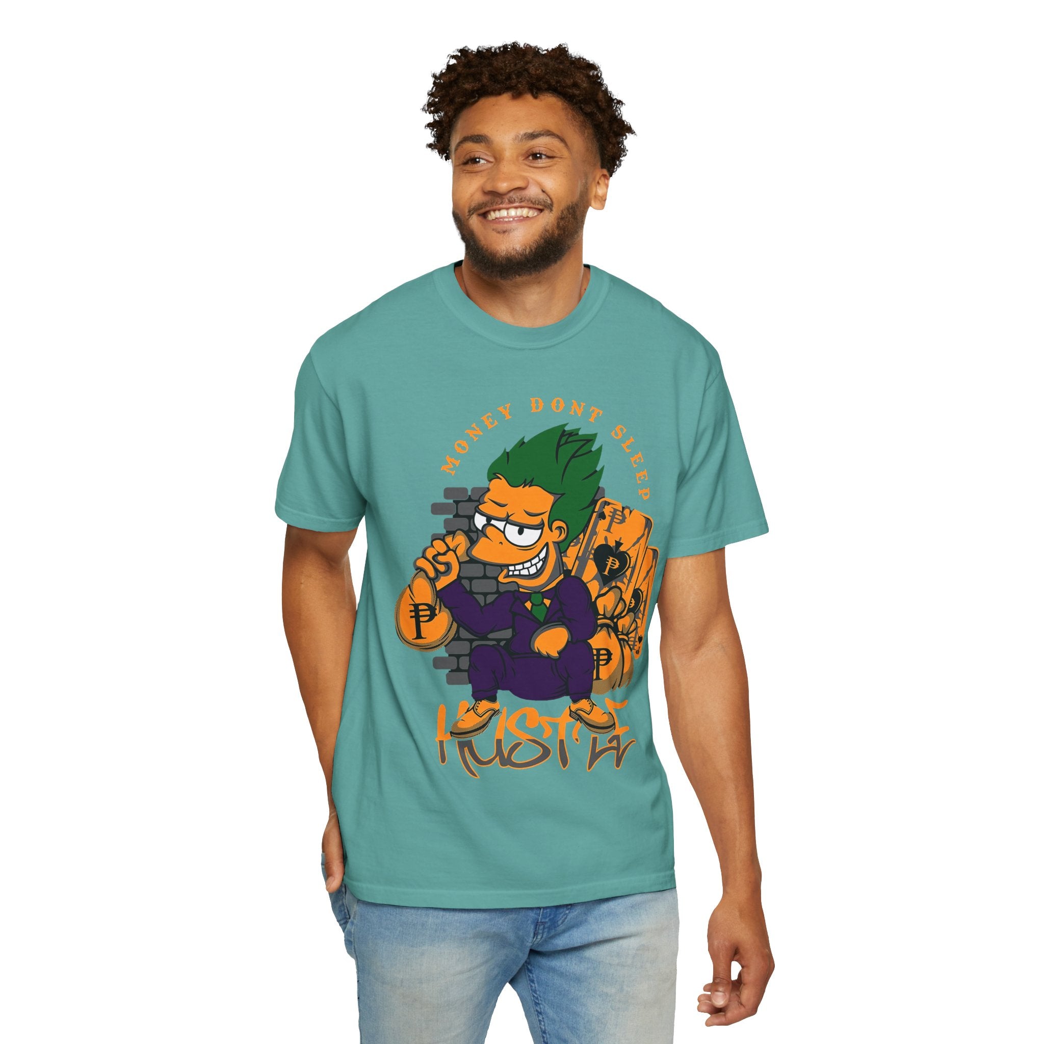 T-Shirt — 'Money Don’t Sleep' Cartoon Hustle Tee