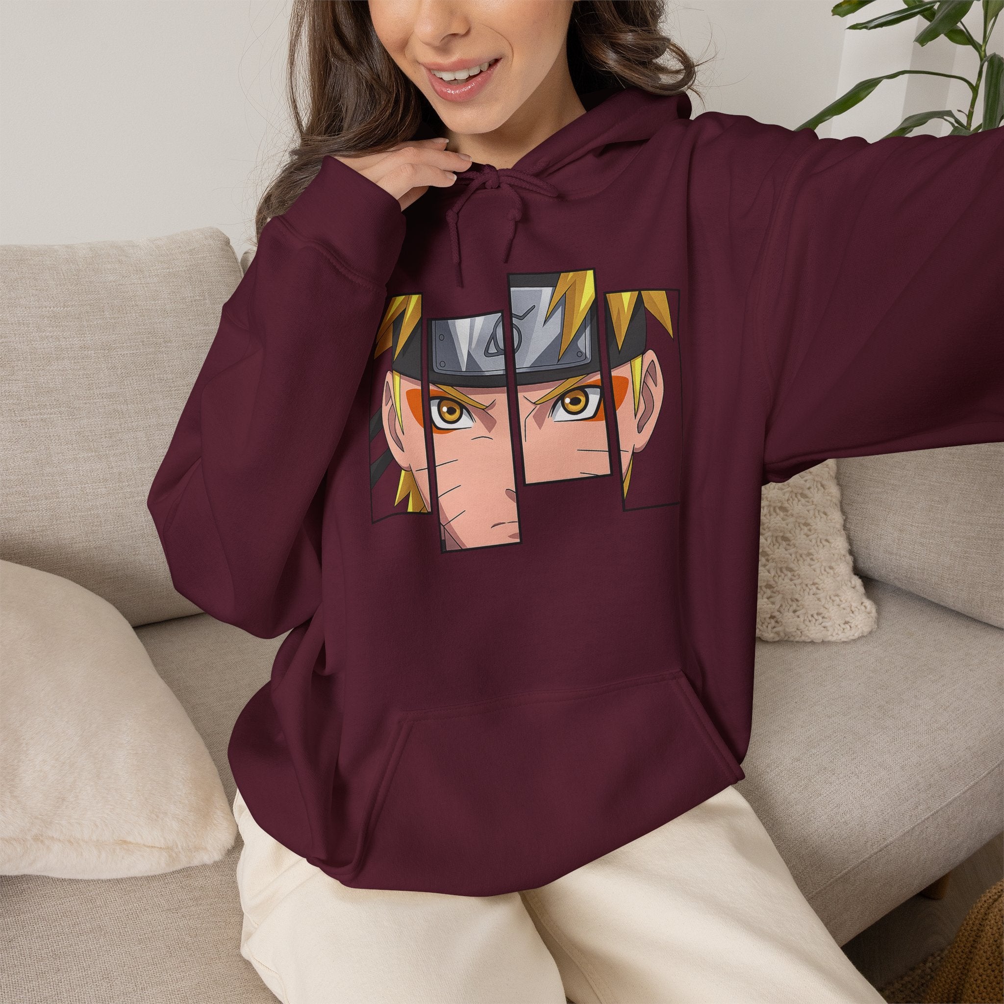Anime Eyes Split-Panel Hoodie