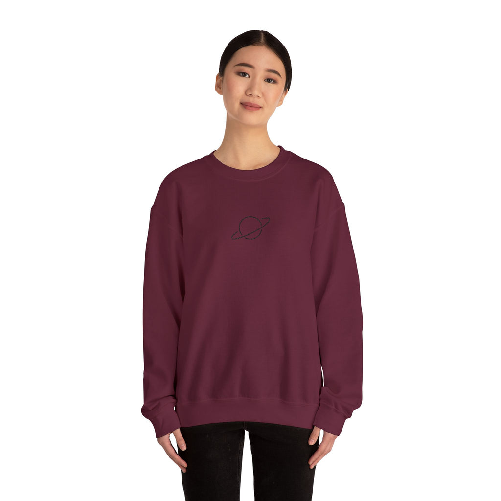 Minimal Planet Crewneck Sweatshirt Embroidered