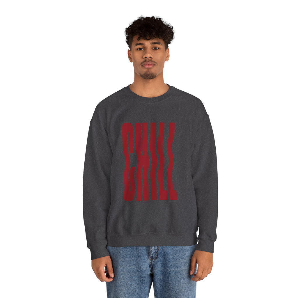 Chill Distorted Text Crewneck Sweatshirt