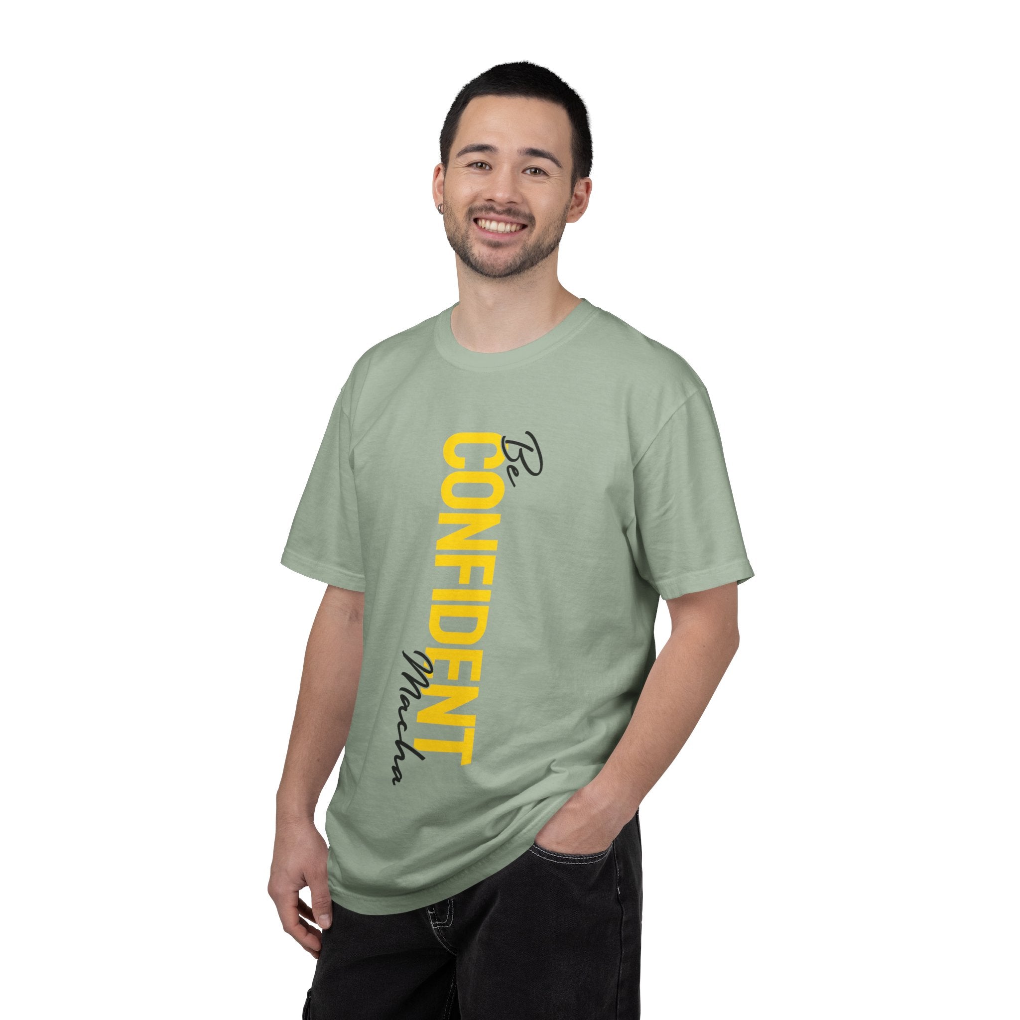 Be Confident Vertical Text T-Shirt — Motivational Graphic Tee