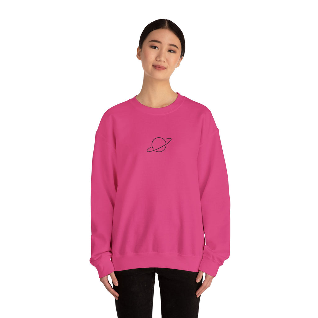 Minimal Planet Crewneck Sweatshirt Embroidered