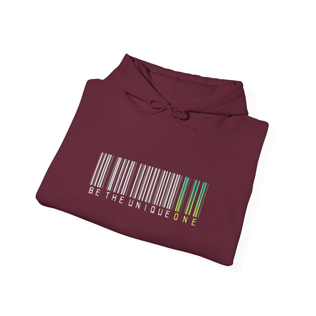 Unique One Barcode Hoodie — "Be the Unique One" Graphic Pullover