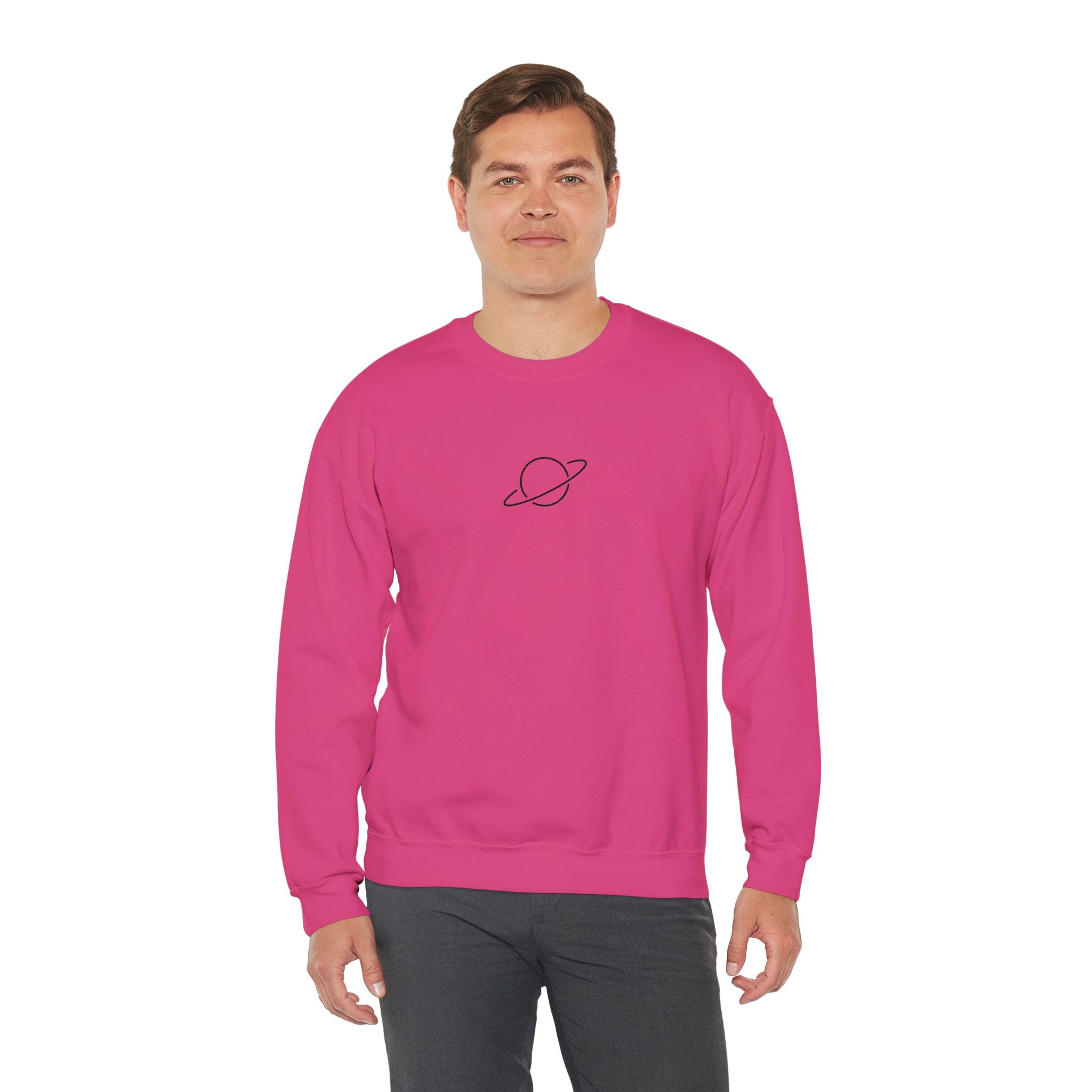 Minimal Planet Crewneck Sweatshirt Embroidered