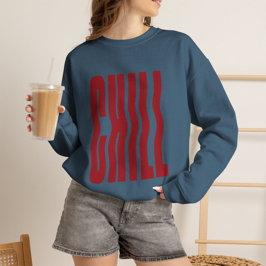 Chill Distorted Text Crewneck Sweatshirt
