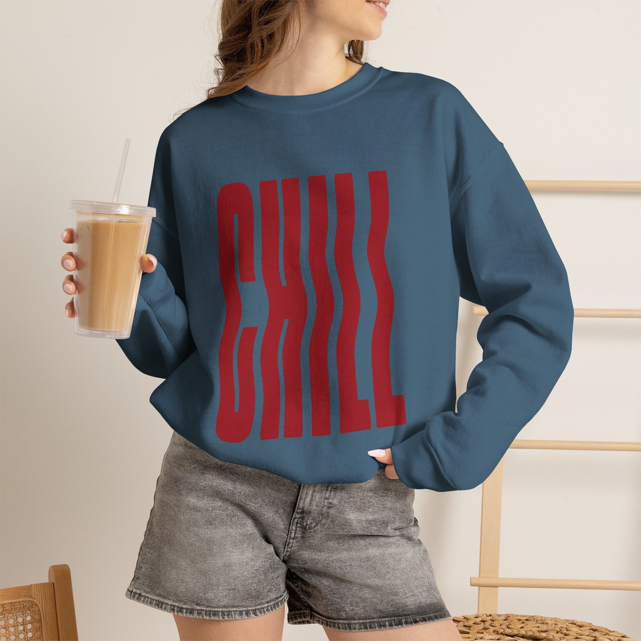 Chill Distorted Text Crewneck Sweatshirt
