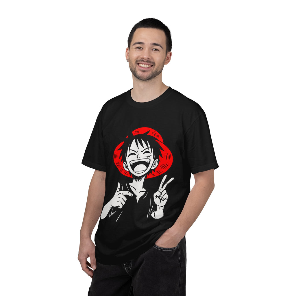 Anime Luffy Laughing Graphic T-shirt - Monkey D. Luffy Peace Sign Tee