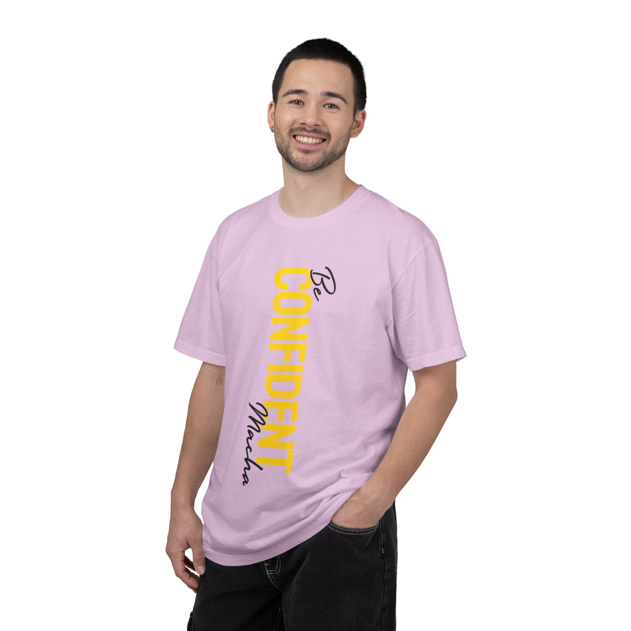 Be Confident Vertical Text T-Shirt — Motivational Graphic Tee