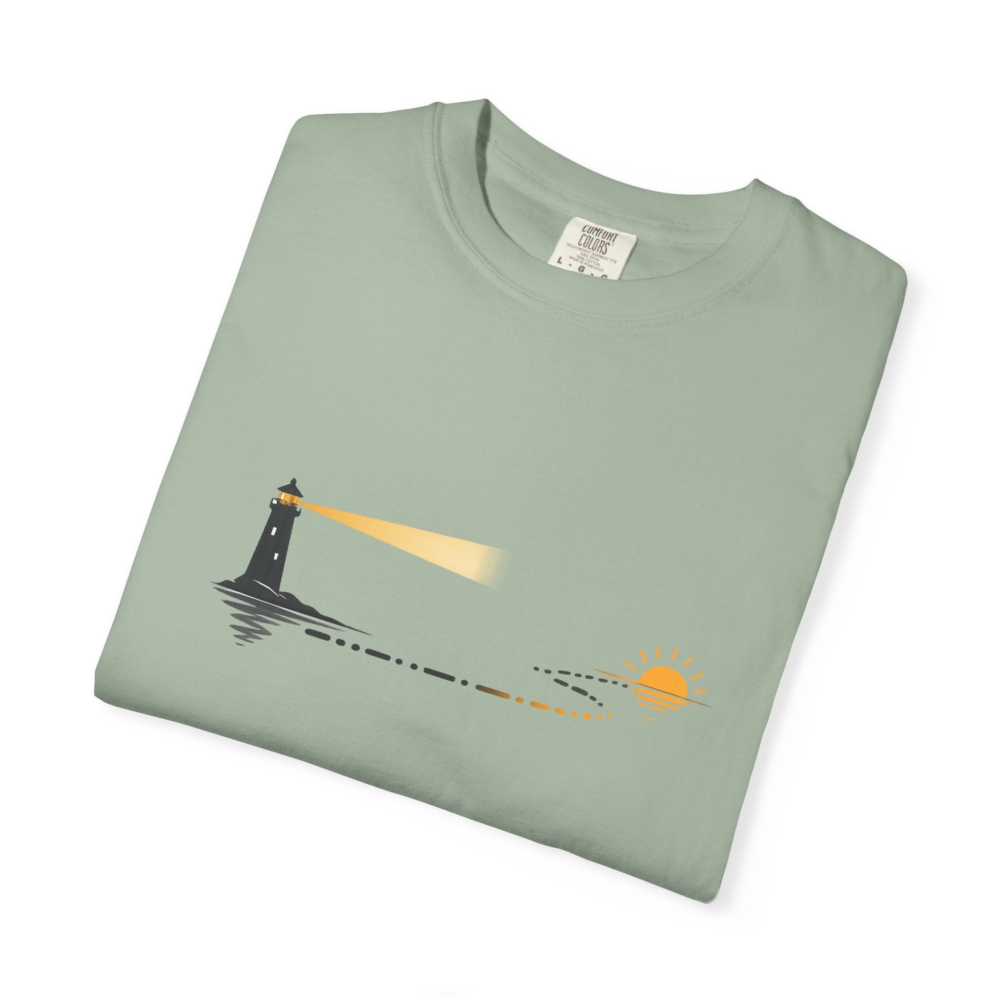 Lighthouse Sunset T-Shirt — Nautical Coastal Tee with Beacon Graphic